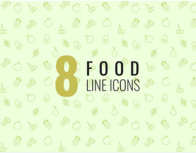 Icons for App applications. 8 food line icons