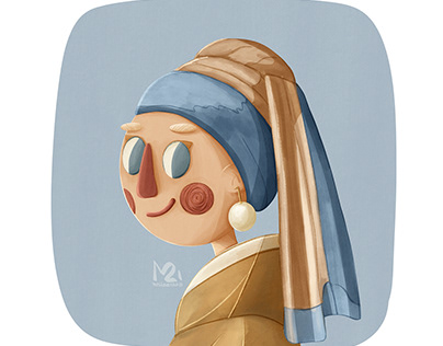 Girl With a Pearl Earring | Children book Illustration