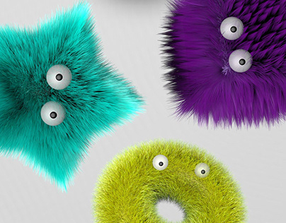 Multi-colored fluffies - 3D Character Modeling Project