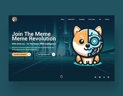 Grok Inu - Robot Dog Coin Web Ui Landing Page Design