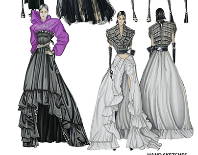 Fashion design sketches Royalty Free Vector Image-donghotantheky.vn