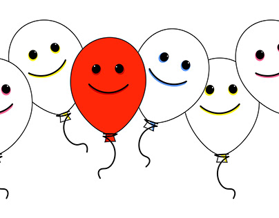 Cute balloons with joyful emotions on their faces
