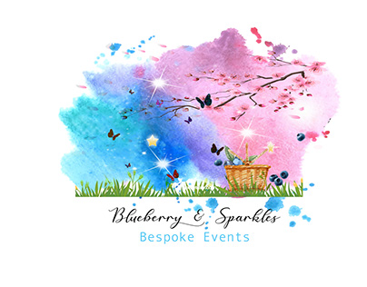 Blueberry & Sparkles watercolor business logo
