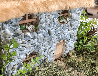 Handcrafted Miniature English Stone Cottage