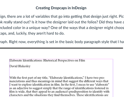 Creating Dropcaps in InDesign Article