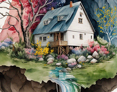 watercolor art of spring season
