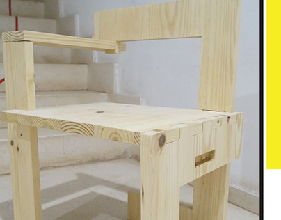 Silla-banco inspirado en silla Steltman de Rietveld