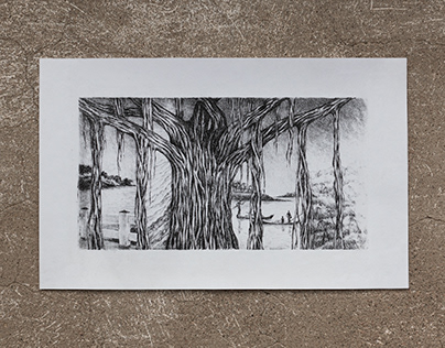 Banyan tree, litography