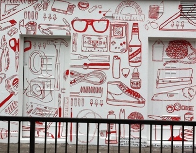 Red Stripe wall mural