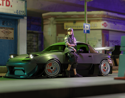 3d Girl With Cars
