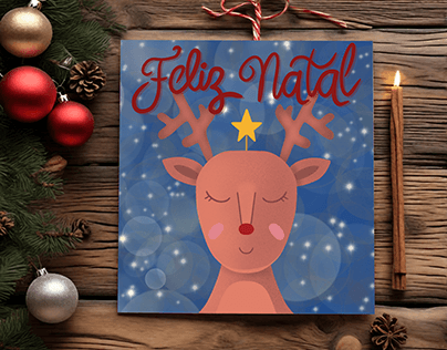 Christmas card: Rudolph the red nosed reindeer