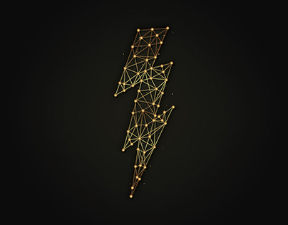 Golden abstract illustration of a lightning symbol