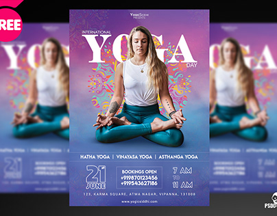 International Yoga Day Flyer + Social Media Free PSD