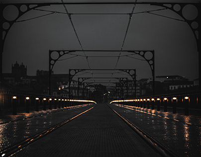 D.Luis Bridge at night, Porto, Portugal - 2020