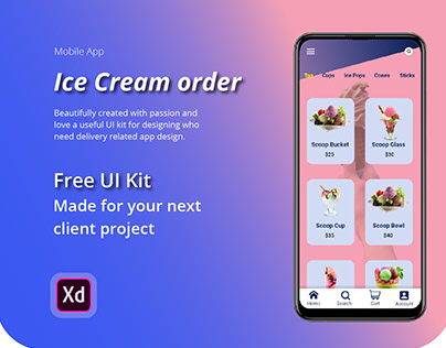 Free UI kit for Ice Cream order