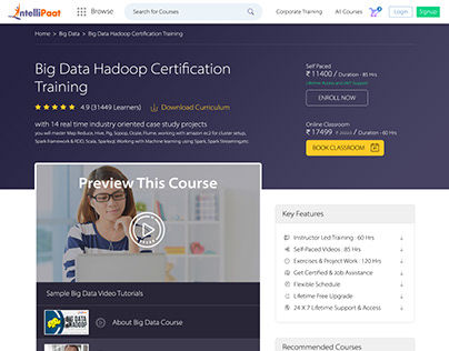 Online Course Web page for Bigdata Hadoop Certification