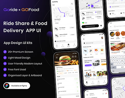 Ride Sharing & Food Delivery Mobile App UI Design