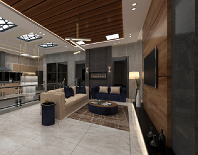 first floor Tv lounge and Kitchen interior design