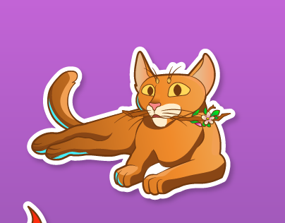 Abyssinian cat. Sticker pack