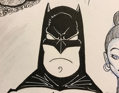 Sketchbook, ink drawing, superhero, comic book