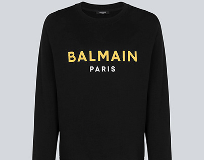 Balmain Black Print Sweatshirt for Men (Fleece)