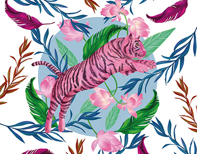 Scarf Design Tiger Pink