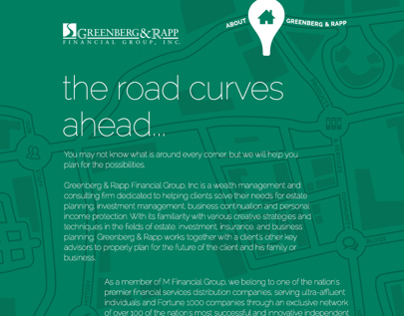 Road map theme designs for a financial services company