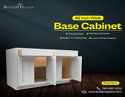 48 Inch Wide 4 Door Base Cabinet - RTA Cabinets