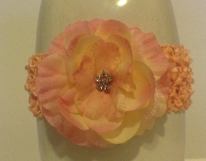 Peach Flower Crochet Headband