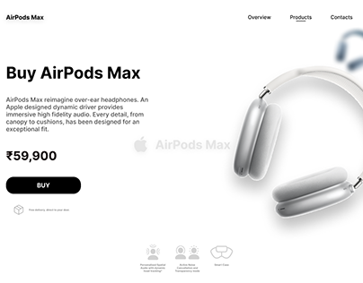 Landing page Air Pods Max Design with Prototyping
