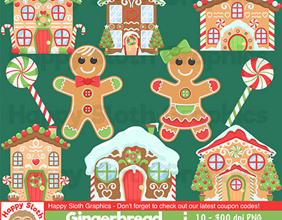 Gingerbread Christmas mix clipart, Xmas food vectors