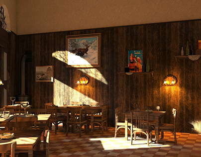 3d render of a 1930's hungarian pub