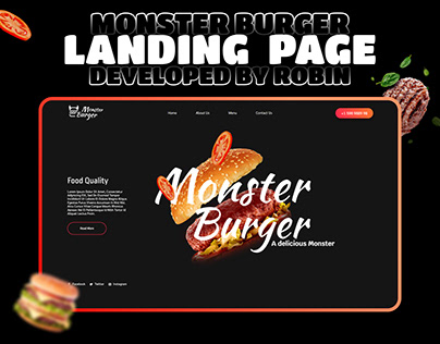 Completed Monster Burger - Fast Food Landing Page.