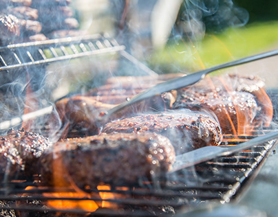 Close-Up Shot of Grilling Meat