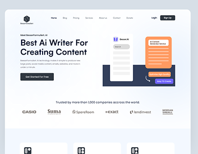 AI Content Creating Landing page Design