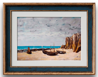 Replica de G. Courbet. Barcos en una playa. 1872.