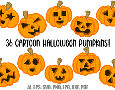Halloween Pumpkin Cartoon Designs for Crafters!