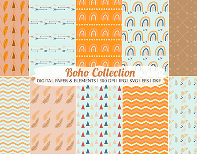 Boho Collection - Digital Paper & Elements