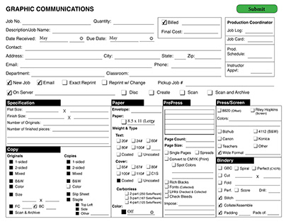 Graphic Communications Shop – Interactive Job Ticket
