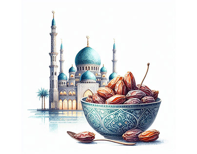 Watercolor Ramadan Lantern Concept