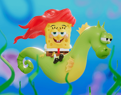 Sponge Bob with Seahorse