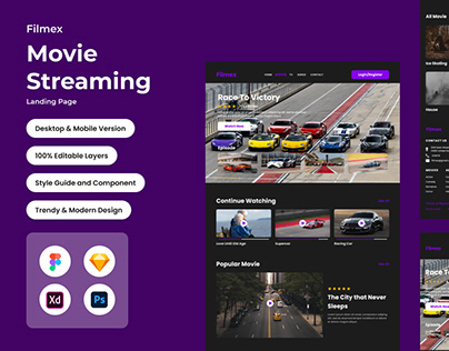 Project thumbnail - Filmex - Movie Streaming Landing Page V2