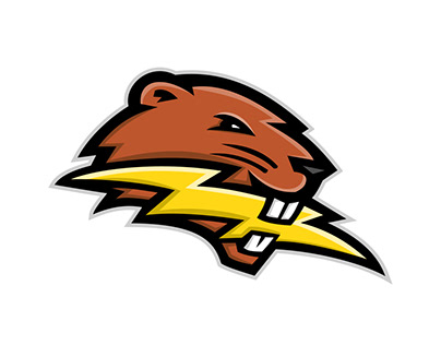 North American Beaver Lightning Bolt Mascot