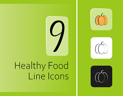 9 Healthy Food Line Icons