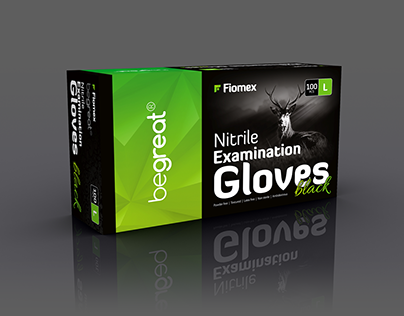 Black examination gloves - packaging design