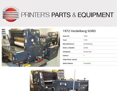 1972 Heidelberg SORD by Printers Parts & Equipment
