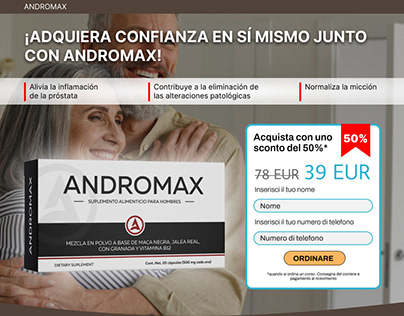 Landing page for ANDROMAX potency capsules
