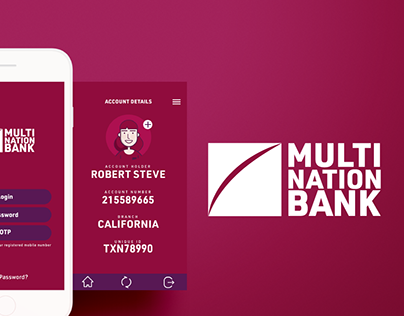 Multi Nation Bank mobile APP UI