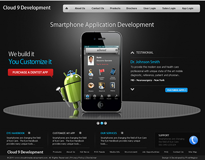 Cloud 9 Development, Dr. App Website Design (PSD)