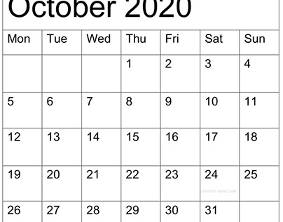 Cute October 2020 Calendar